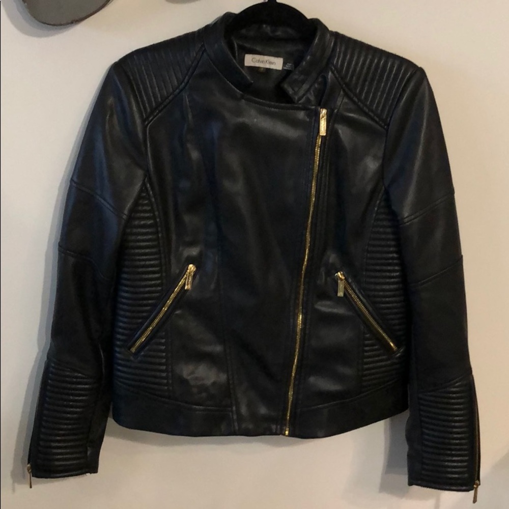 Calvin Klein Moto Jacket Faux Leather M Perfect